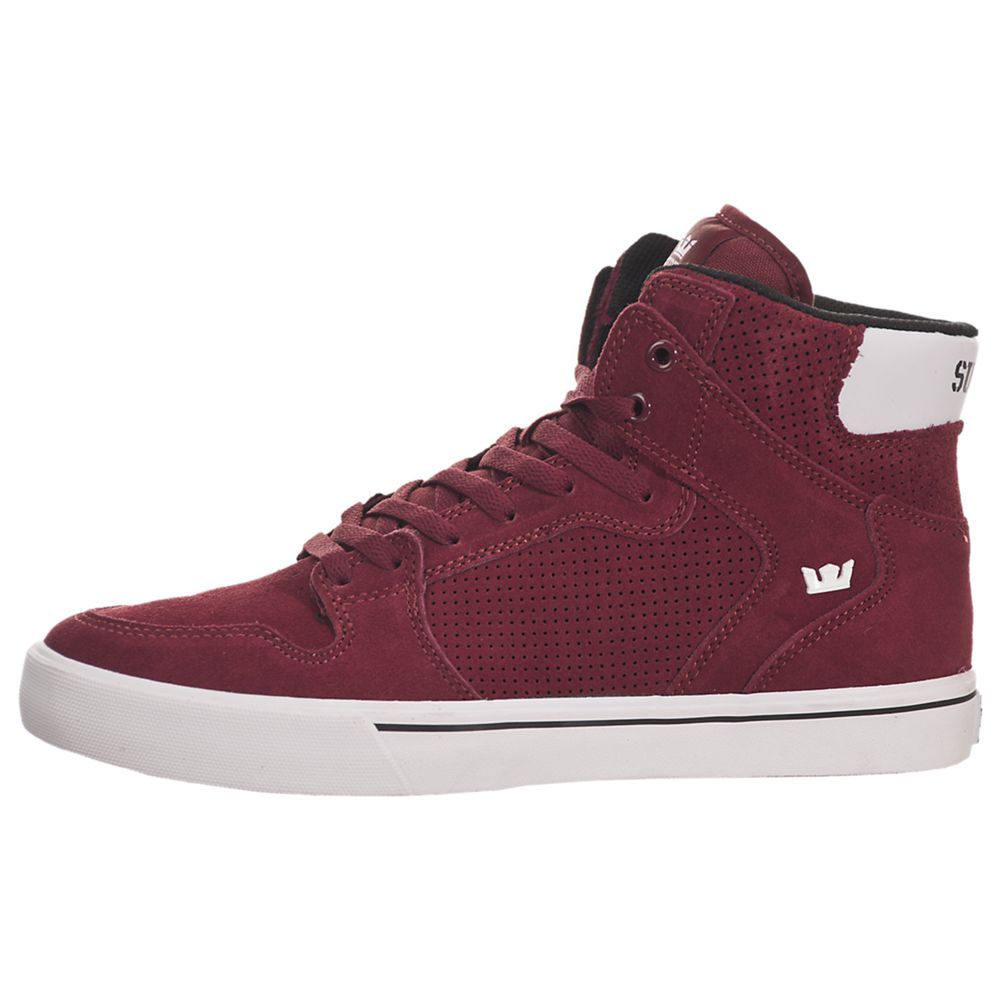 Baskets Montantes Supra Vaider Bordeaux Blanche Burgundy/White Homme | TUY-11081972